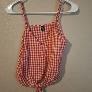 SHEIN Red Checkered Tank Top